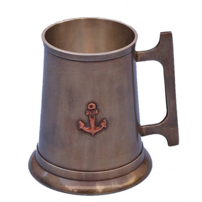Antique Brass 16oz Anchor Tankard With Cleat Handle